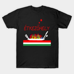 Hungary Eatery Design on Black Background T-Shirt